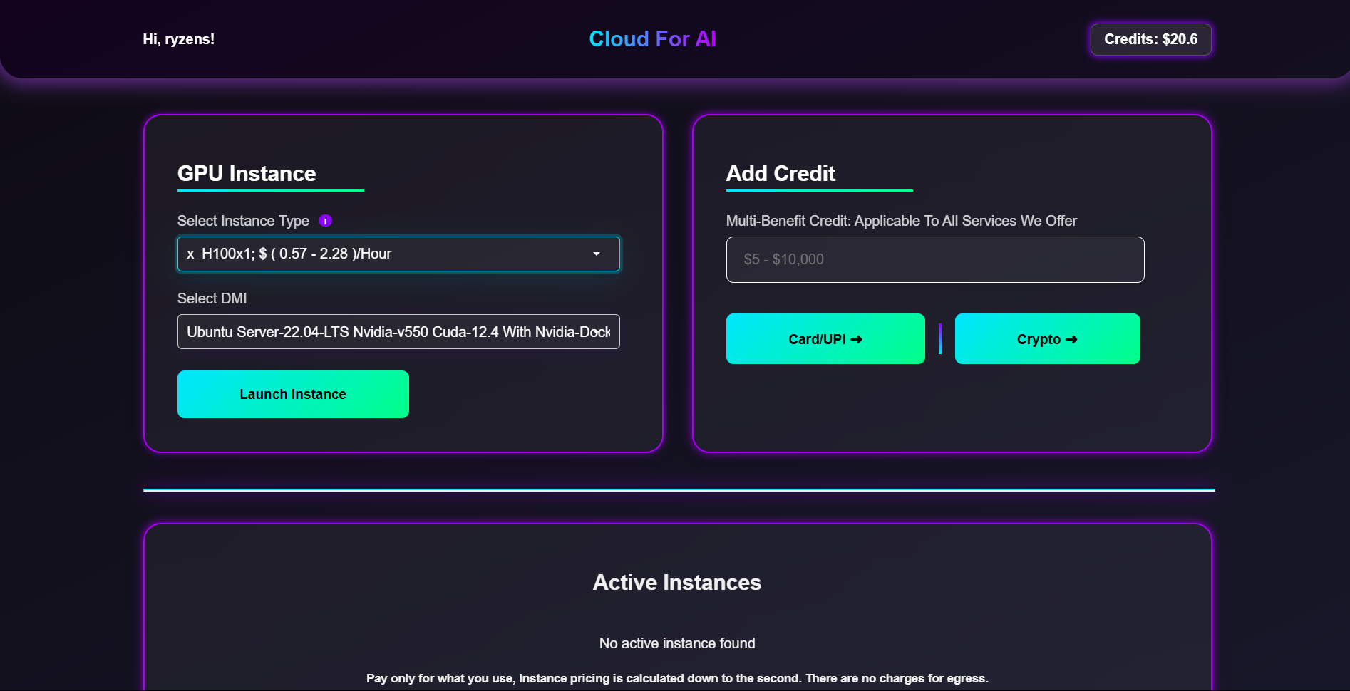 Dataoorts Dashboard - Add Credits